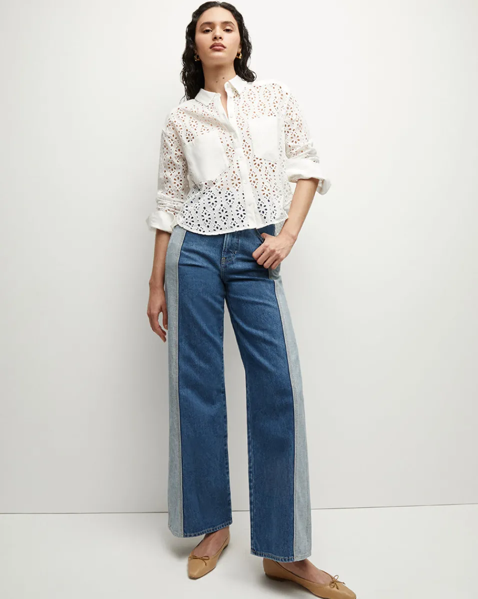 Aderes Cotton Eyelet Shirt in>Veronica Beard Clearance