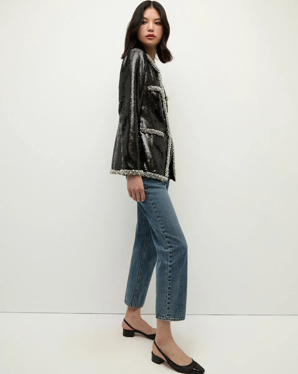 Alessia Pearl-Trim Sequin Jacket in x Poppy Delevingne>Veronica Beard Discount