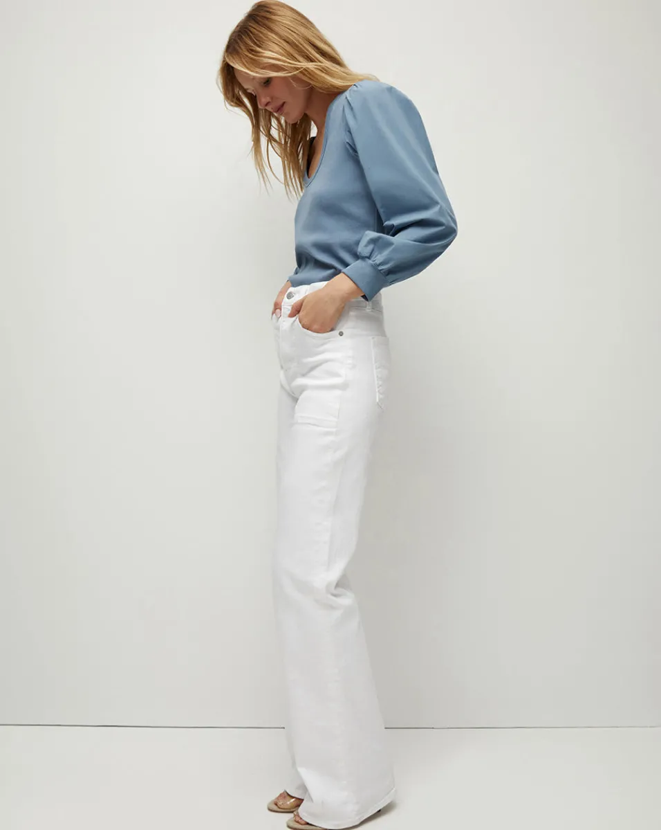 Anabel Slate Blue Puff-Sleeved Top>Veronica Beard Clearance