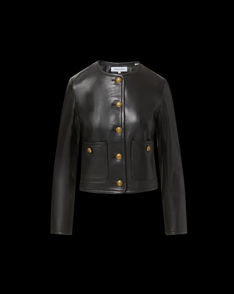 Andrea Leather Jacket in>Veronica Beard Clearance