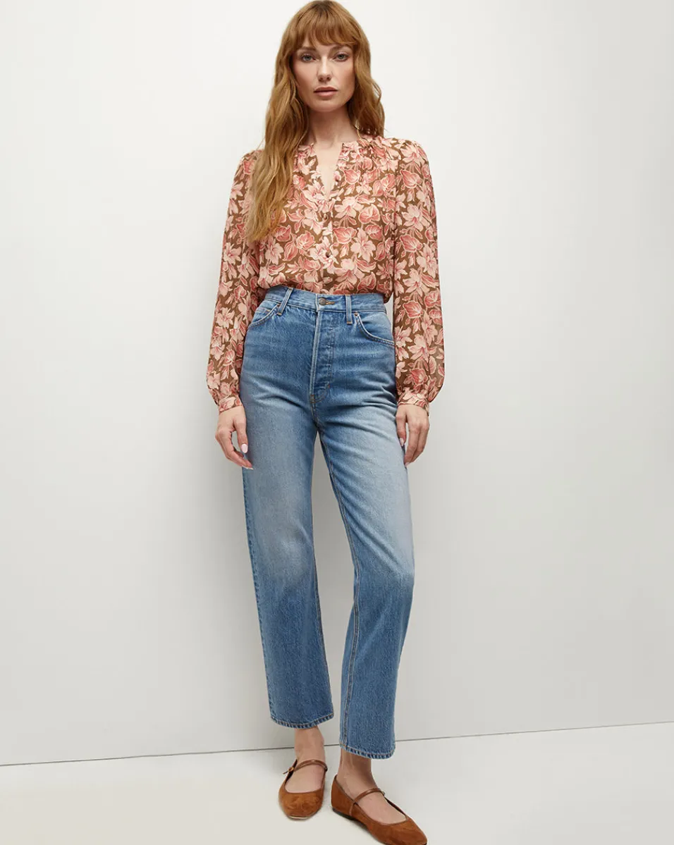 Ashlynn Silk Top in Deep Ochre Multi>Veronica Beard Clearance