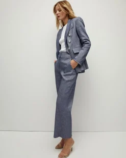 Aubrie Linen Pant in Blue Melange><noscript><img width=