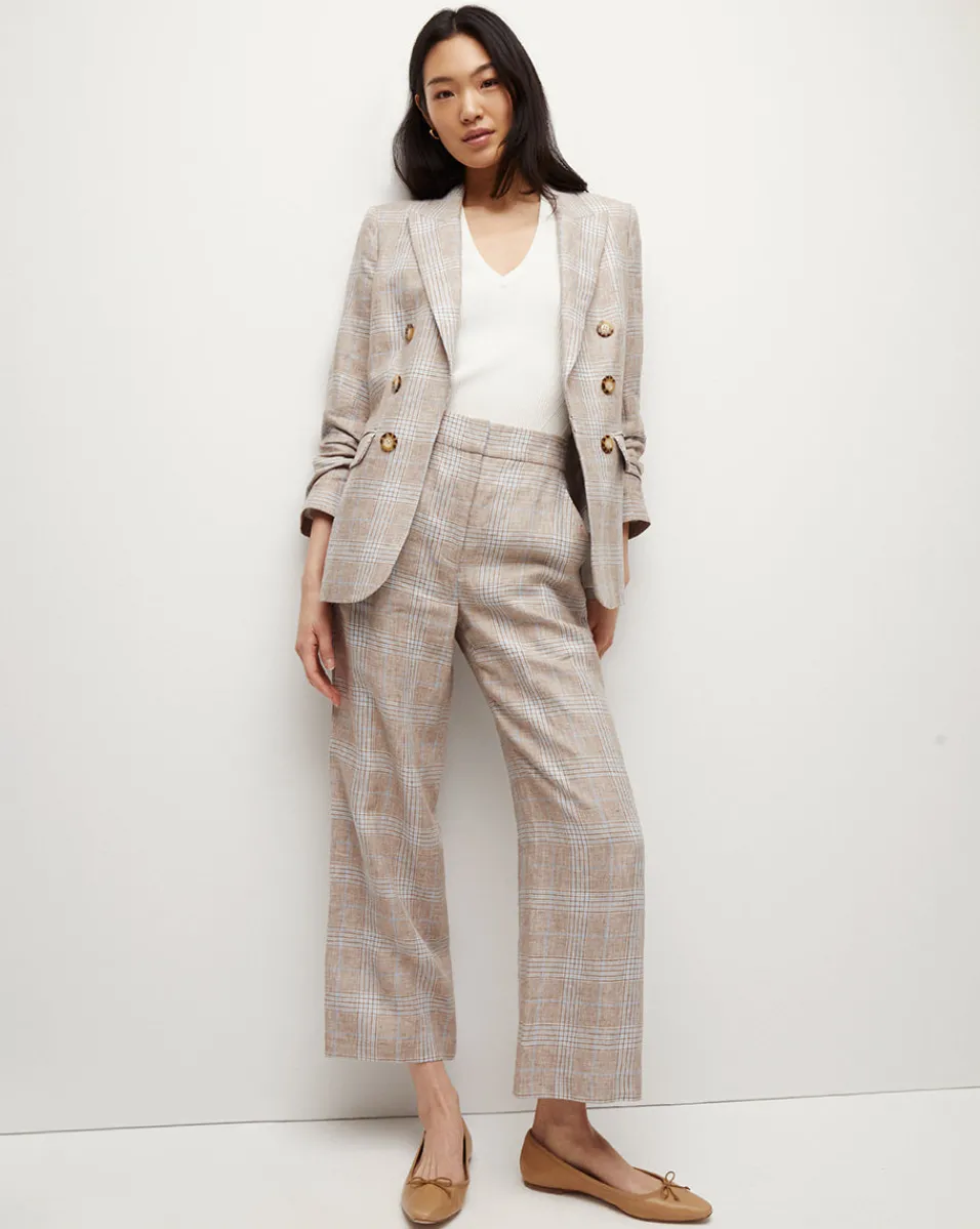 Brixton Linen Pant in Khaki Multi>Veronica Beard Online