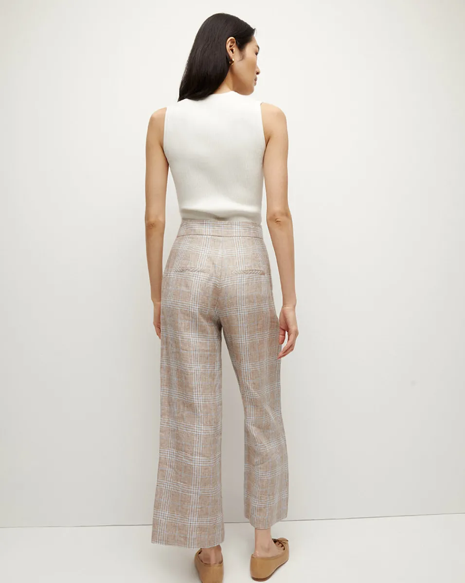 Brixton Linen Pant in Khaki Multi>Veronica Beard Online
