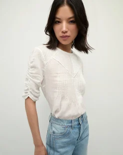 Bryce Pleated Top in>Veronica Beard Hot