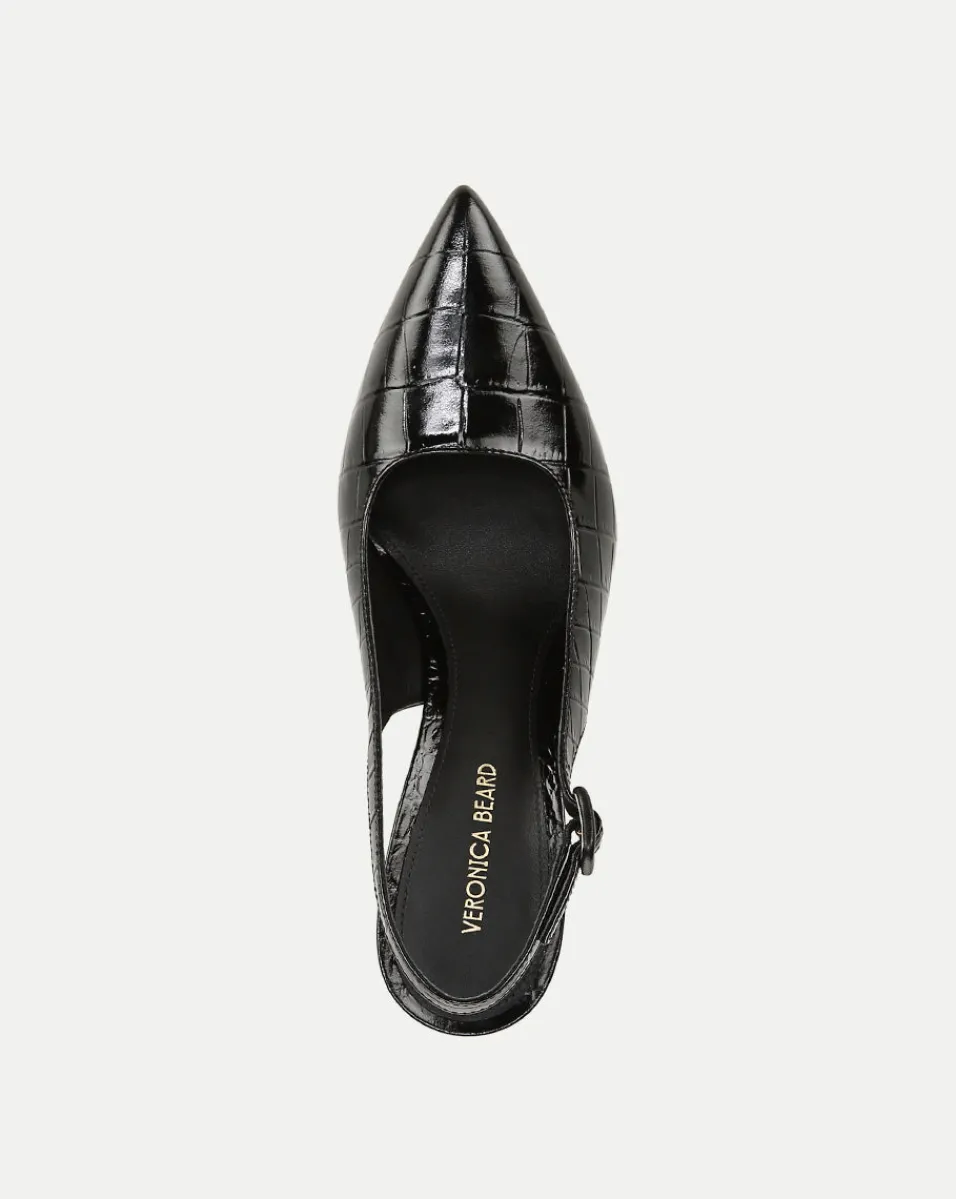 Callie Croc-Embossed Slingback Pump in Black>Veronica Beard New