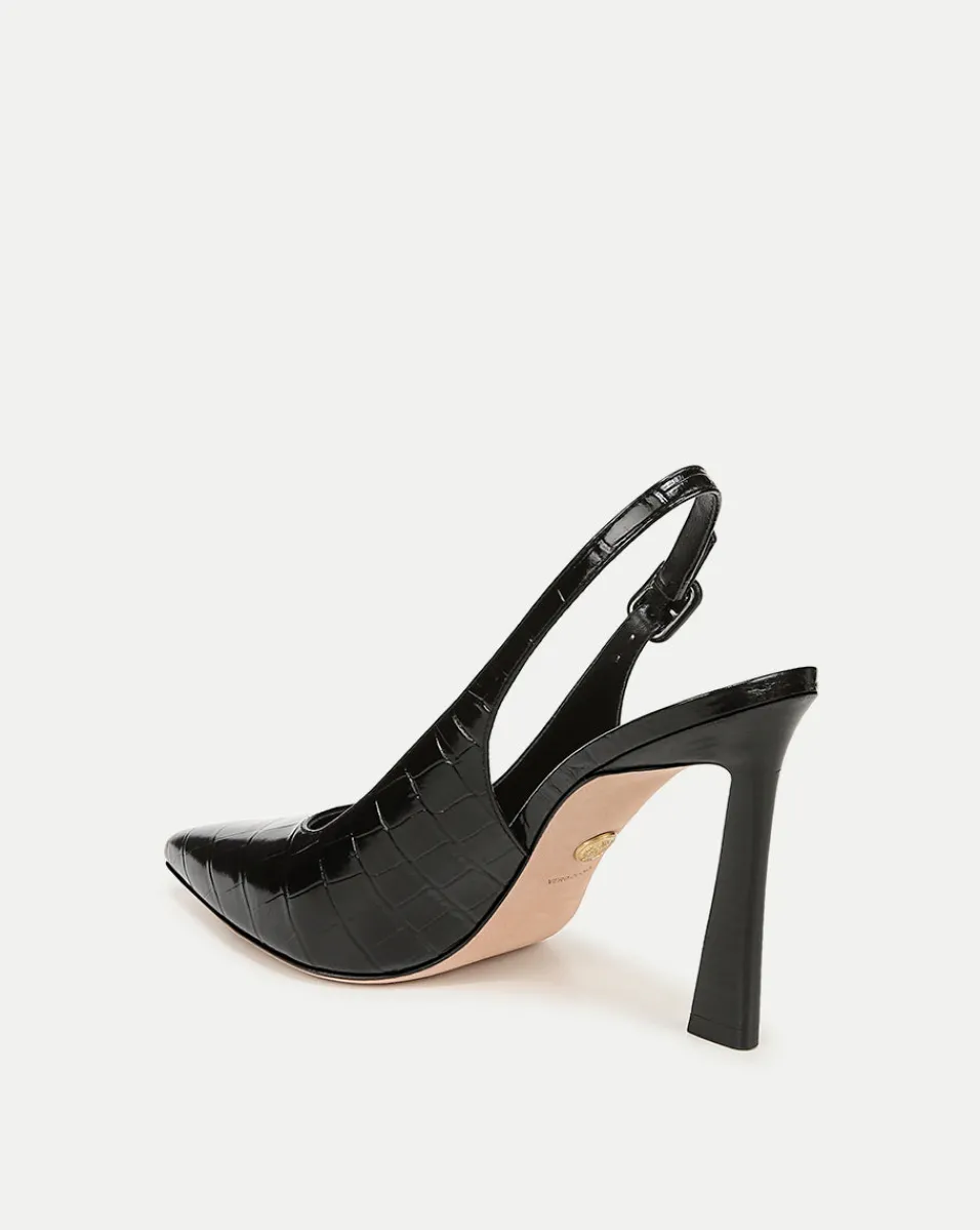Callie Croc-Embossed Slingback Pump in Black>Veronica Beard New