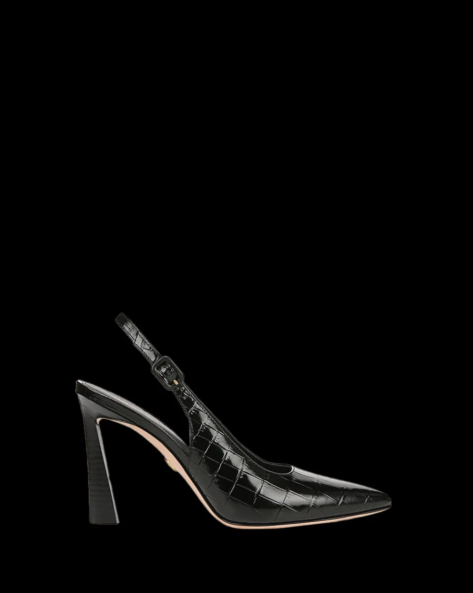 Callie Croc-Embossed Slingback Pump in Black>Veronica Beard New