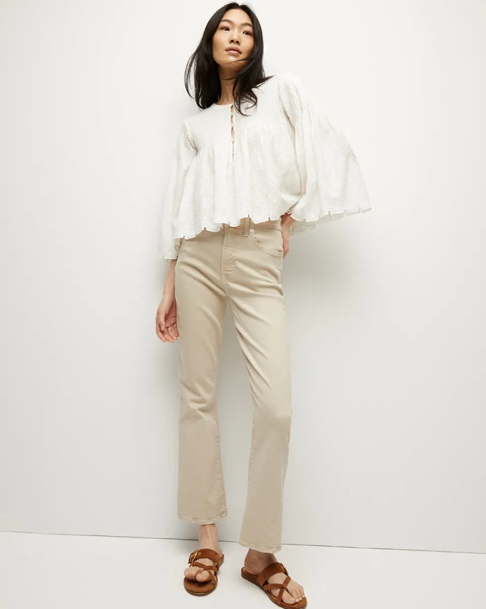 Carolina Khaki High-Rise Crop-Flare Jean>Veronica Beard Outlet