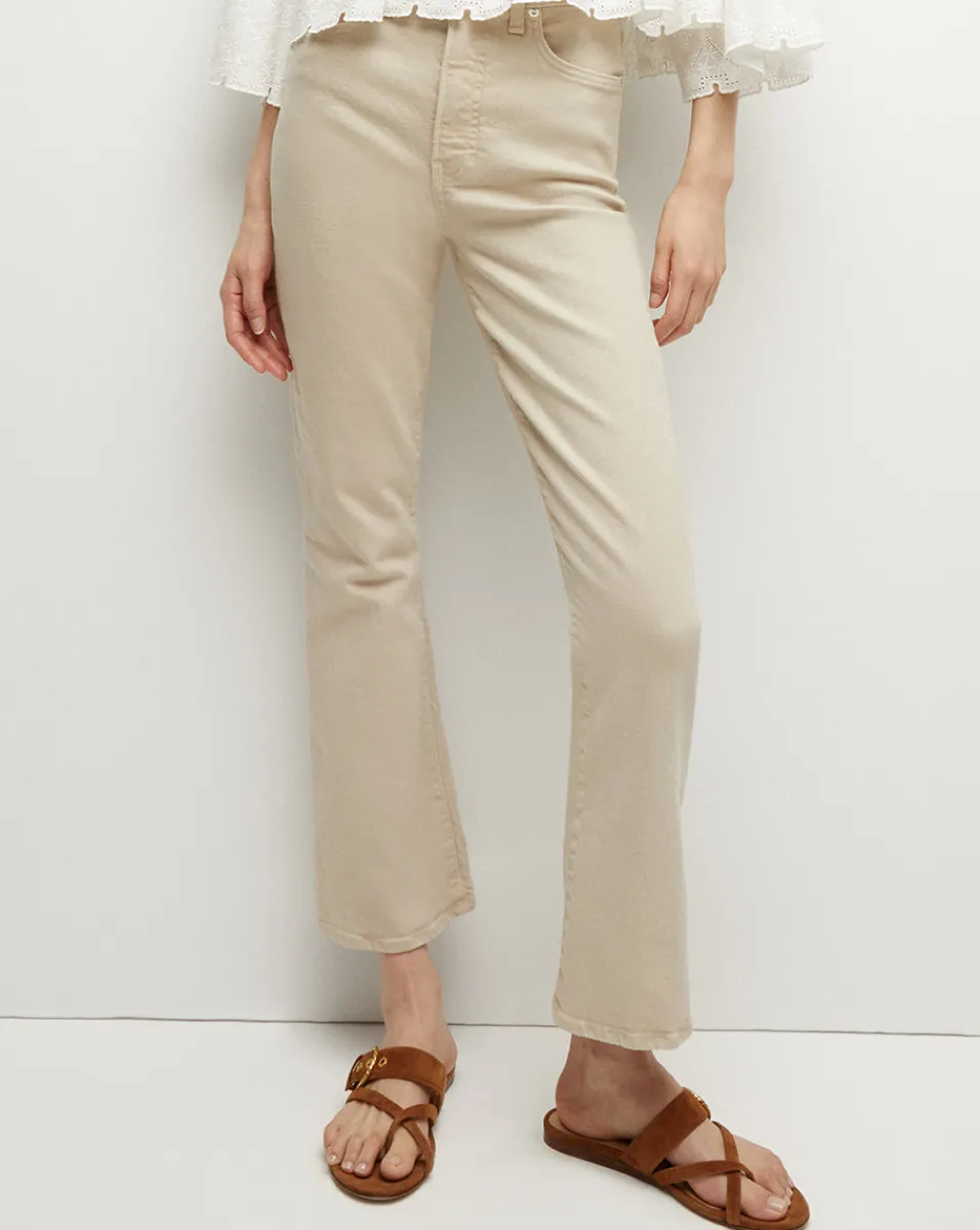 Carolina Khaki High-Rise Crop-Flare Jean>Veronica Beard Outlet