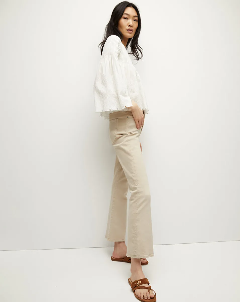 Carolina Khaki High-Rise Crop-Flare Jean>Veronica Beard Outlet