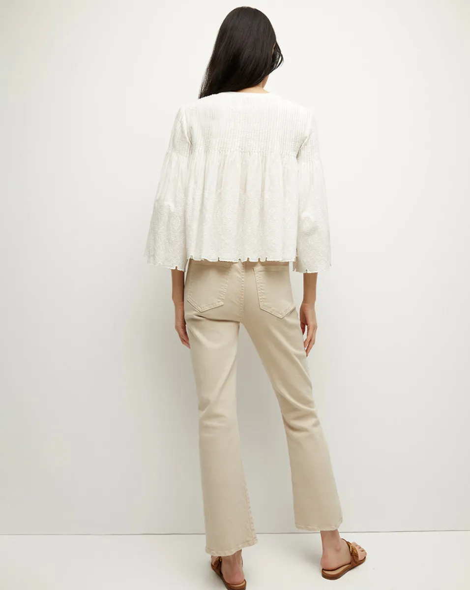 Carolina Khaki High-Rise Crop-Flare Jean>Veronica Beard Outlet
