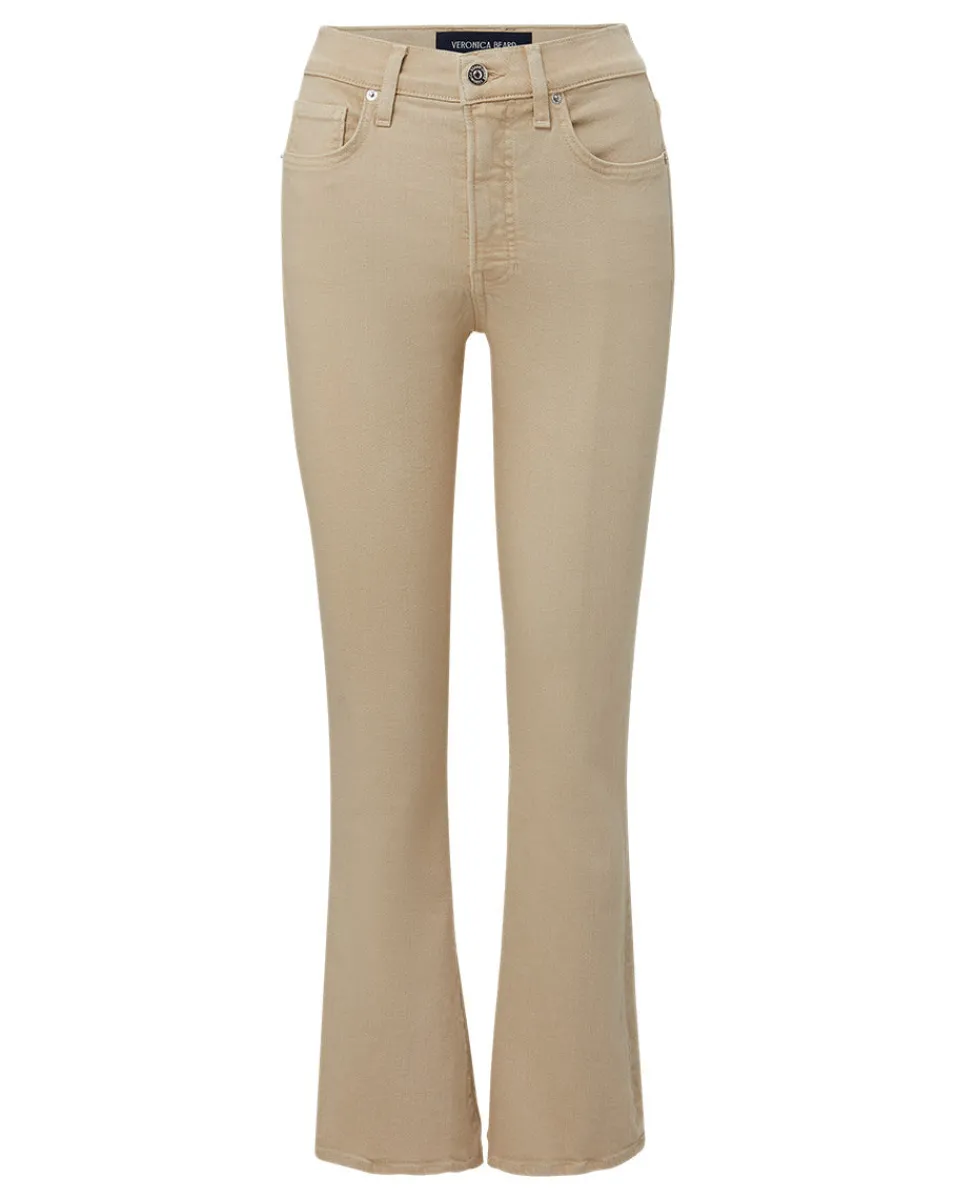 Carolina Khaki High-Rise Crop-Flare Jean>Veronica Beard Outlet