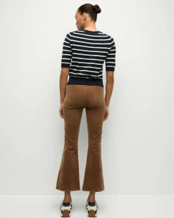Carson Corduroy Kick-Flare Jeans in Brown><noscript><img width=