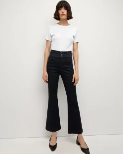 Carson Corset Waist Kick-Flare Jean in Indigo Rinse>Veronica Beard Best