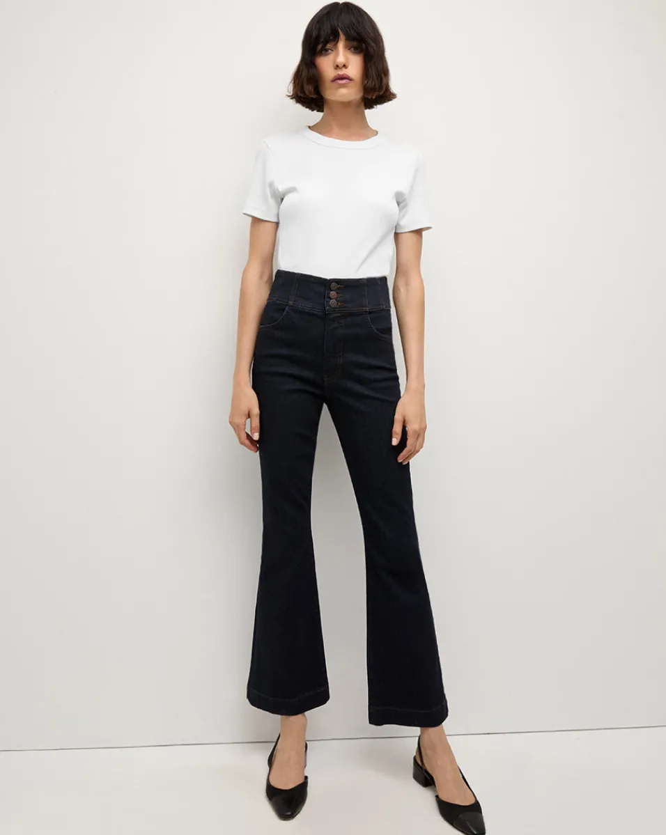 Carson Corset Waist Kick-Flare Jean in Indigo Rinse>Veronica Beard Best