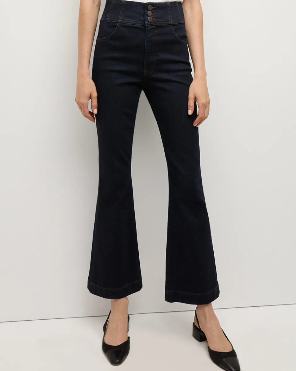 Carson Corset Waist Kick-Flare Jean in Indigo Rinse>Veronica Beard Best