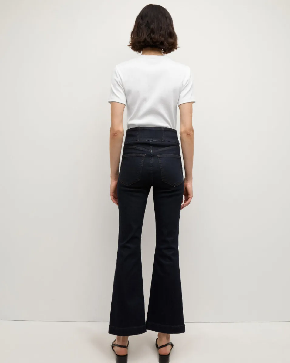 Carson Corset Waist Kick-Flare Jean in Indigo Rinse>Veronica Beard Best