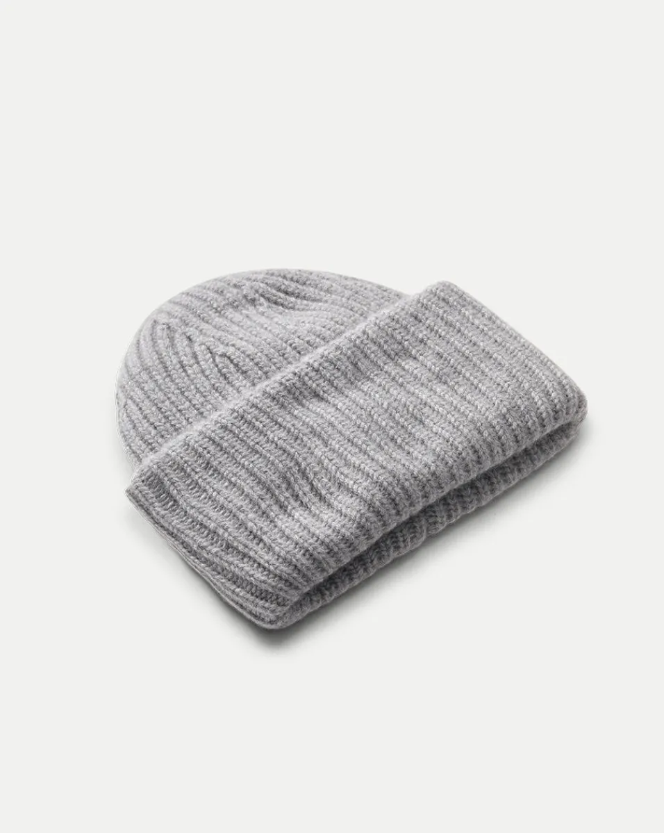 Cashmere Foldover Beanie in Heather Grey>Veronica Beard Outlet