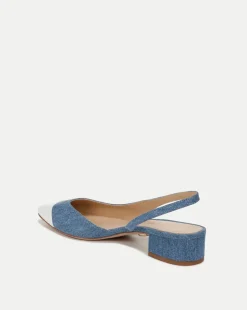 Cecile Denim Cap-Toe Slingback in><noscript><img width=