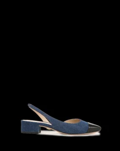 Cecile Denim Cap-Toe Slingback in><noscript><img width=