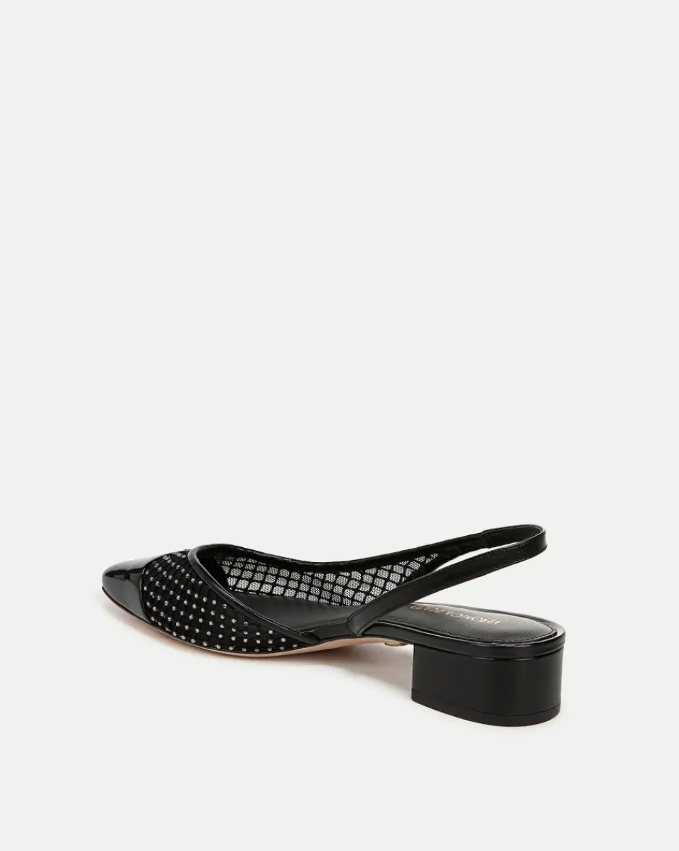 Cecile Rhinestone Mesh Cap-Toe Slingback in Black Rhinestone>Veronica Beard Best