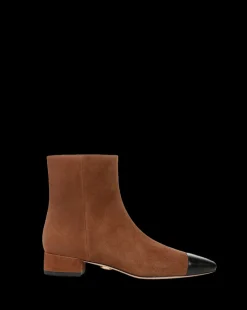 Cecile Suede Cap-Toe Bootie in><noscript><img width=