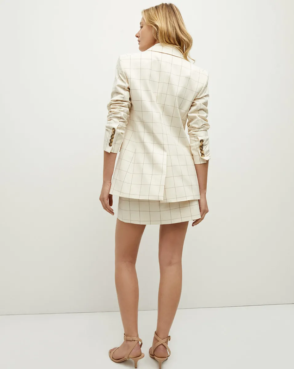 Charleston Plaid Dickey Jacket in Ecru/Deep Ochre>Veronica Beard Online