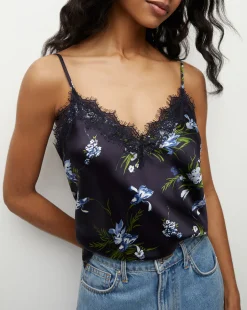 Ciarlo Stretch-Silk Top in Navy Multi>Veronica Beard New