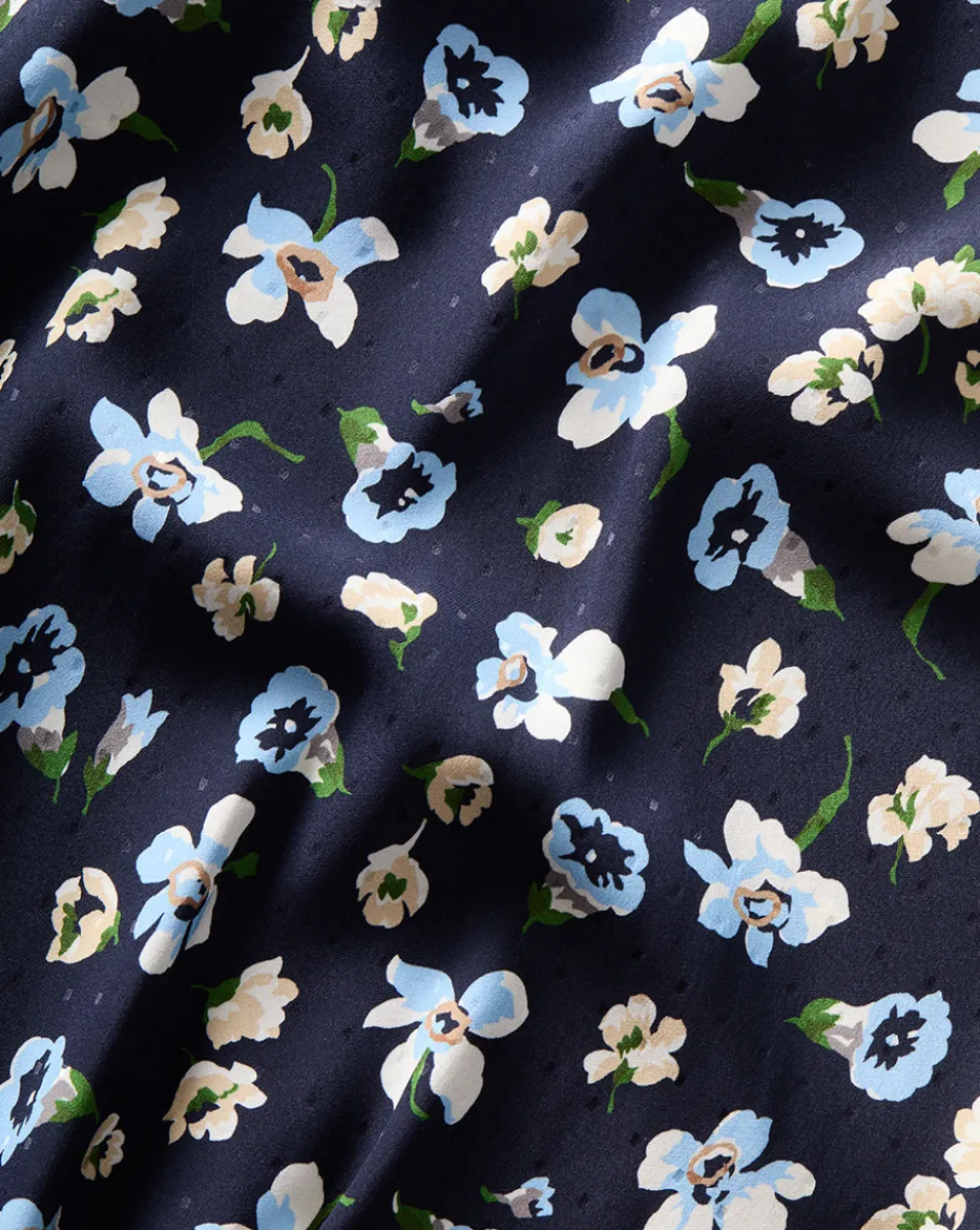 Clover Stretch-Silk Floral Skirt in Navy Multi>Veronica Beard Discount