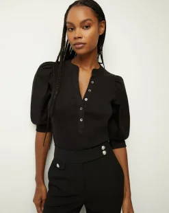 Coralee Puff-Sleeve Tee>Veronica Beard New