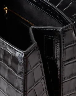 Crest Lock Croc-Embossed Top Handle Bag in><noscript><img width=