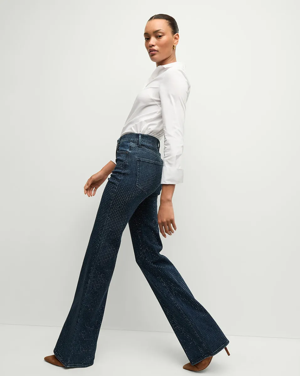 Crosbie Rhinestone Wide-Leg Jean in Indigo Rinse>Veronica Beard Hot
