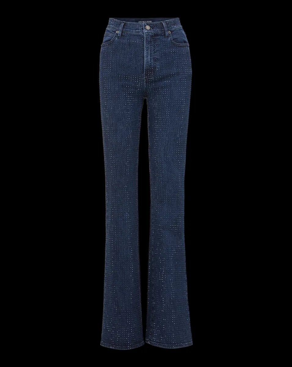 Crosbie Rhinestone Wide-Leg Jean in Indigo Rinse>Veronica Beard Hot