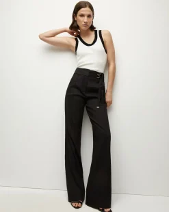 Cruz Stretch-Linen Pants in>Veronica Beard Discount
