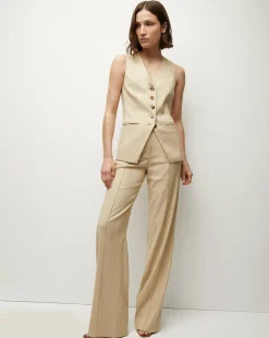 Cruz Stretch-Linen Pants in Stone Khaki><noscript><img width=