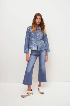 Dahl Acid-Washed Denim Jacket in Sapphire Sun>Veronica Beard Clearance