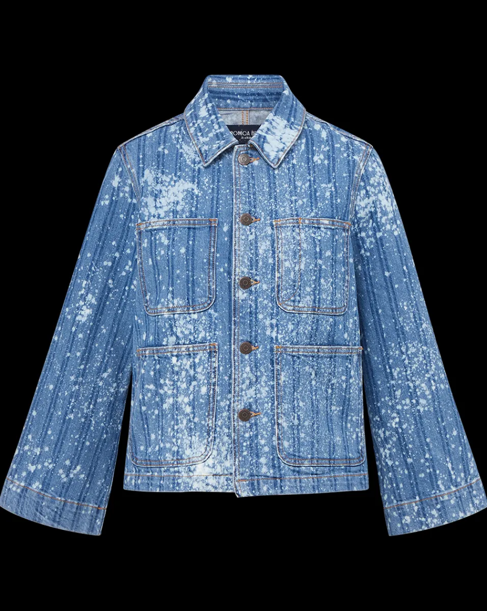 Dahl Acid-Washed Denim Jacket in Sapphire Sun>Veronica Beard Clearance