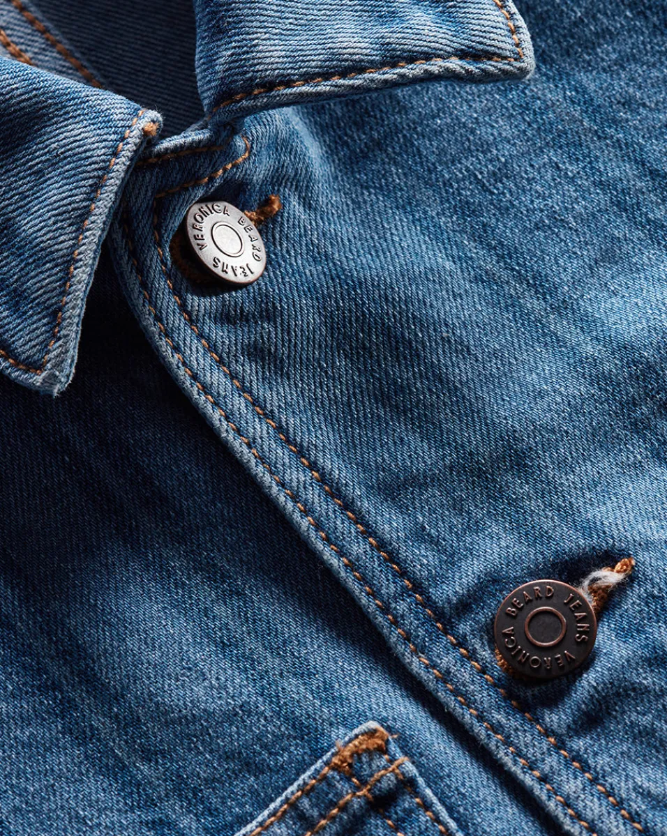 Dahl Striped Denim Jacket in Sapphire Stripe>Veronica Beard New