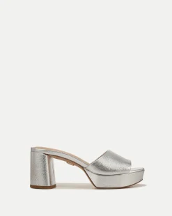 Dali Metallic Leather Block Heel Sandal>Veronica Beard Outlet