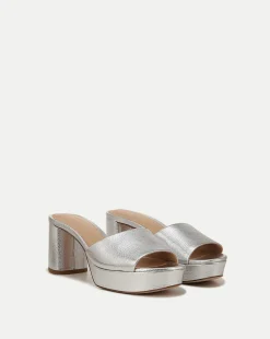 Dali Metallic Leather Block Heel Sandal>Veronica Beard Outlet