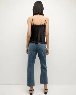 Daniela Cropped Straight-Leg Jean in Blue><noscript><img width=