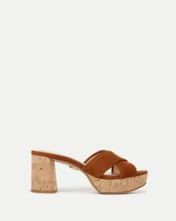 Dory Brown Block Cork-Heel Sandal>Veronica Beard Sale