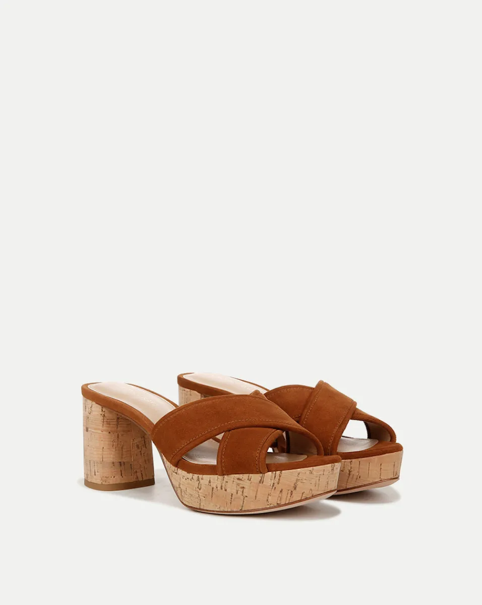 Dory Brown Block Cork-Heel Sandal>Veronica Beard Sale