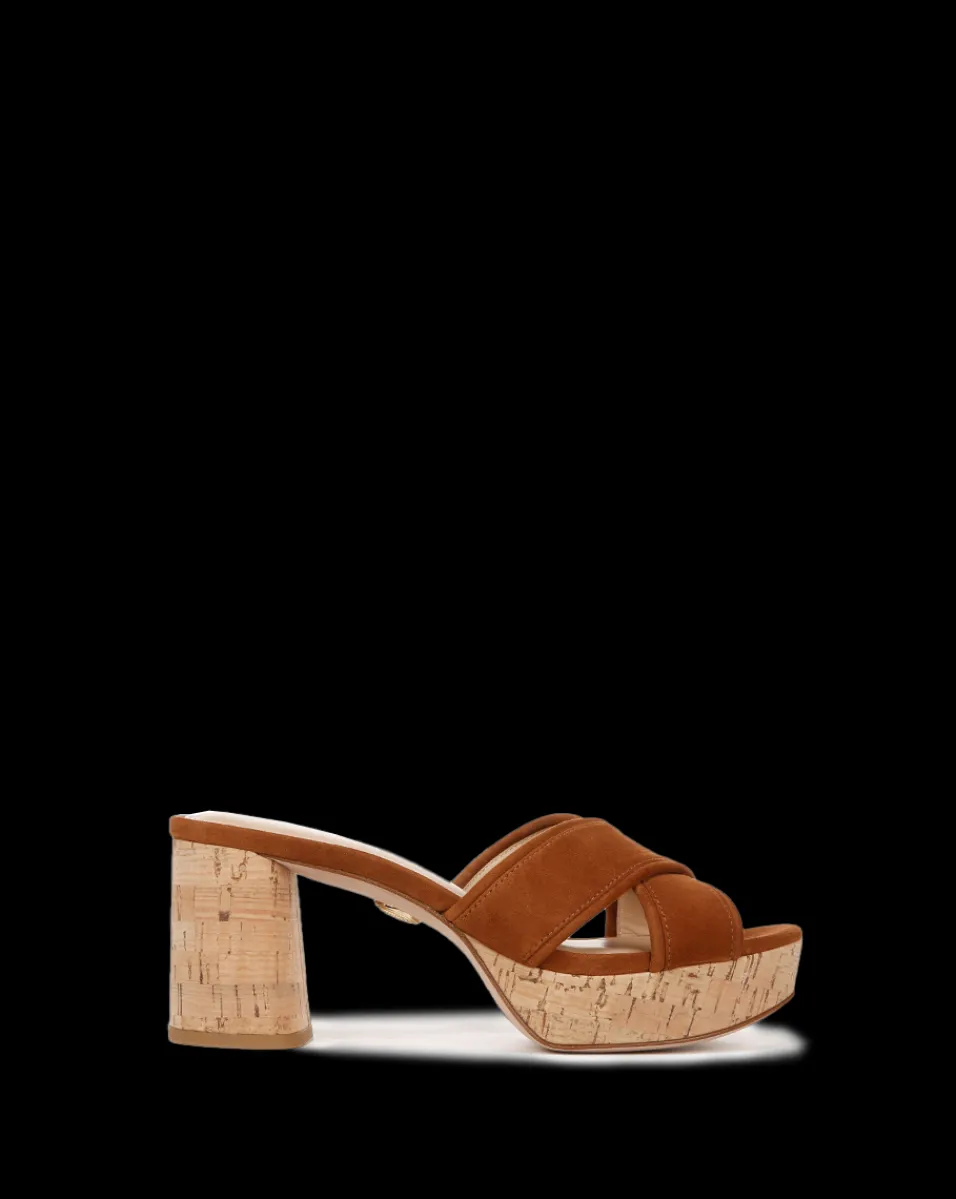 Dory Brown Block Cork-Heel Sandal>Veronica Beard Sale