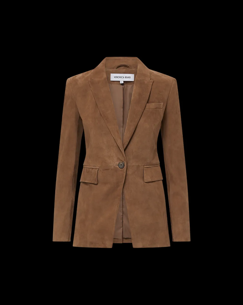 Duane Suede Dickey Jacket in Brown>Veronica Beard New