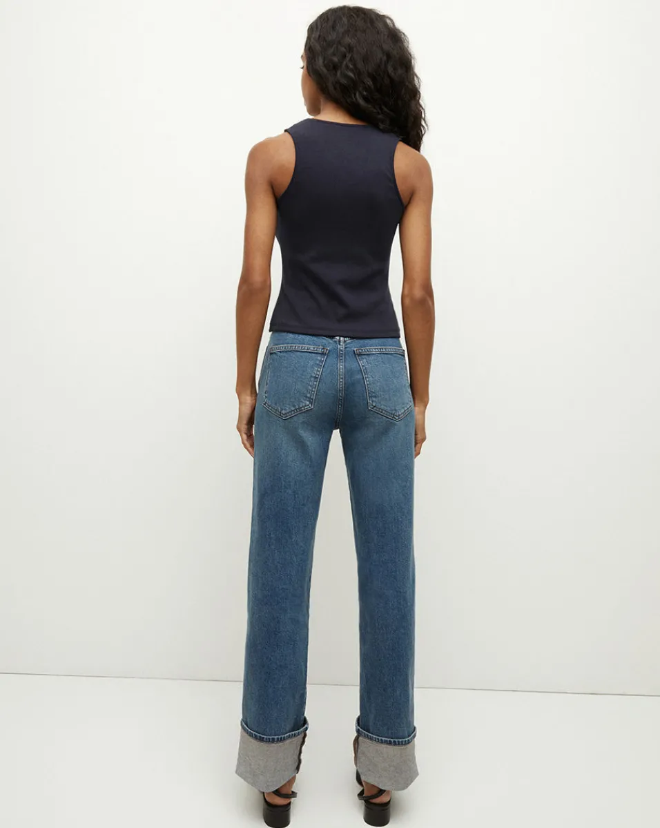 Dylan Cuffed Straight-Leg Jean in>Veronica Beard Hot