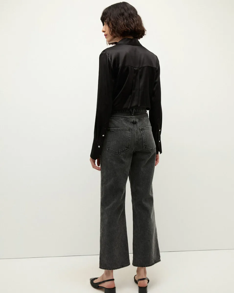 Dylan Rhinestone-Stripe Straight-Leg Jean in Washed Black>Veronica Beard Sale