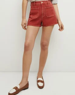 Elijah Patch-Pocket Short in Brick Red>Veronica Beard New