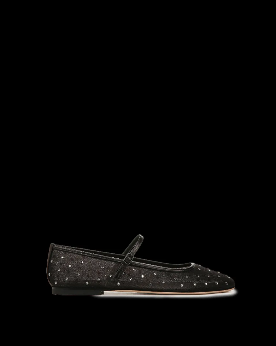 Ellie Crystal Mesh Flat in>Veronica Beard Discount
